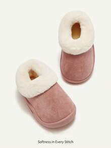 Cozy Pixies 秋冬百搭休闲时尚百搭毛绒加厚保暖可爱柔软婴儿雪地靴、踝靴、拖鞋 - 粉色 - 查看 2