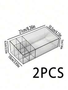 1pc Desktop Transparent PET Makeup Organizer Box, Multi-Compartment Lipstick & Cosmetics Storage Display Tray,For Holiday Beach, Bathroom Collection, Bedroom Collection, Large Capacity - Clear - View 7