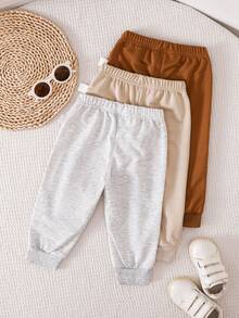 SHEIN Vintaside Kids 3er-Pack Neugeborenen Baby Jungen/Mädchen Allround einfarbige Strampelhose (Schwarz, Weiß, Blau), vielseitig einsetzbar für Zuhause, Outdoor-Spiel, Reisen und mehr