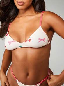 Missguided x Playboy Bộ áo ngực và quần lót in nơ anh đào dễ thương Kawaii làm quà tặng ngày lễ tình nhân - Nhiều màu - Xem 4