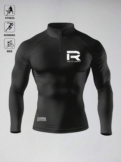 Manfinity Sport Polished Giacca sportiva da uomo con chiusura lampo e maniche a raglan con stampa di lettere