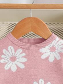 SHEIN Newborn Baby Girl Floral Print Long Sleeve Romper Jumpsuit, Autumn/Winter