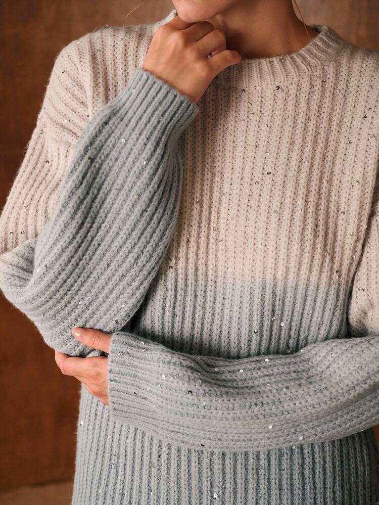 OMBRE CONTRAST SEQUIN SWEATER FOR AUTUMN & WINTER