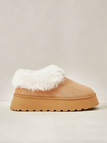 Cuccoo 女士时尚保暖羊毛雪地靴2024秋冬新款防滑厚底潮流靴子秋季新年假期 - 棕色 - 查看 3