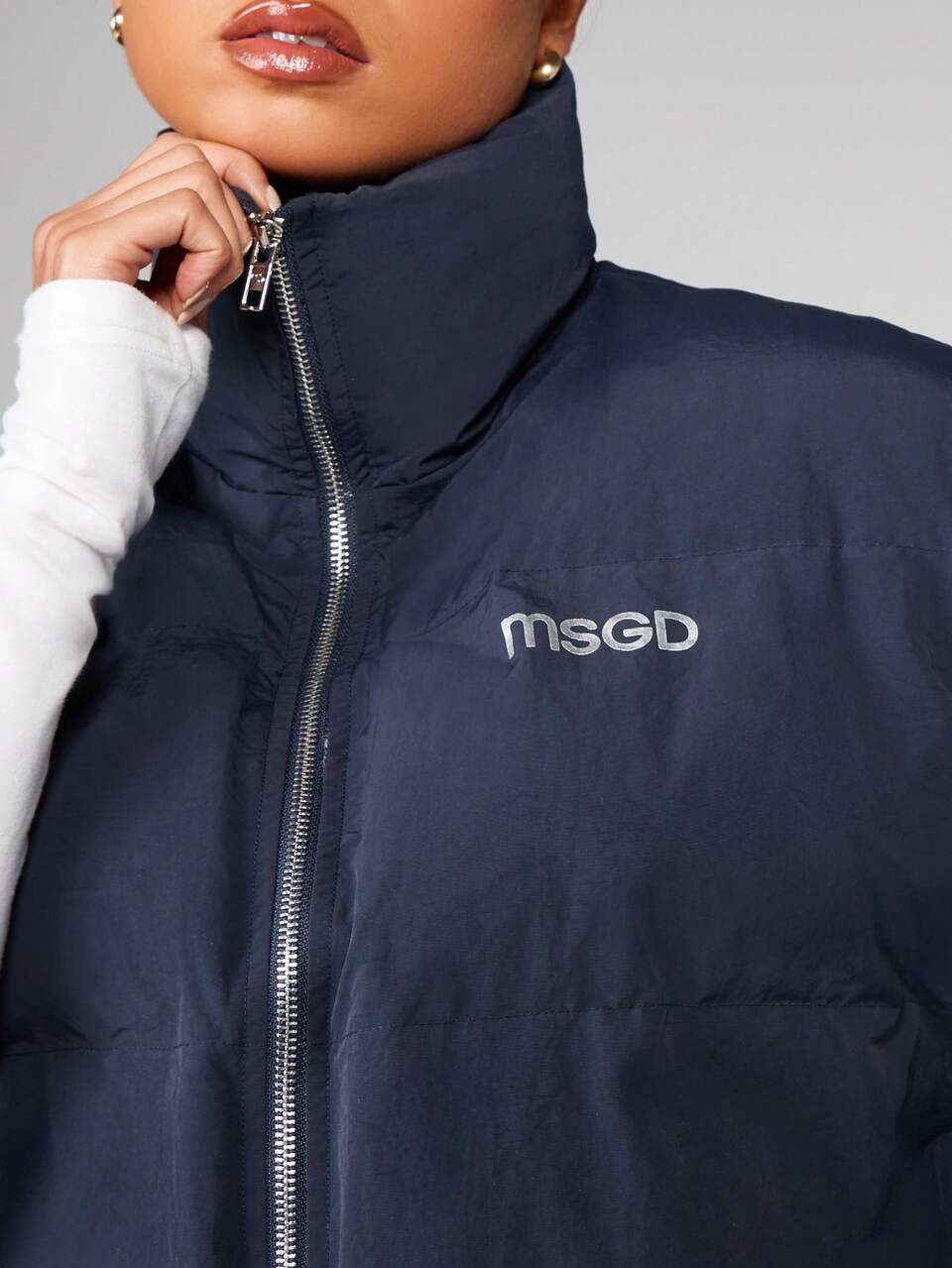 MISSGUIDED Quilted Puffer Vest Winter Sleeveless Outerwear Gilet Cropped Jacket