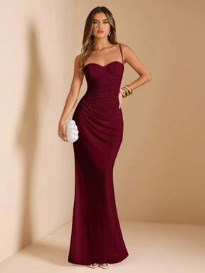 SHEIN BAE Abito estivo da donna con inserti in pizzo e spalline a spaghetti, adatto per laurea, matrimonio, appuntamenti, banchetti, feste, riunioni tra amiche