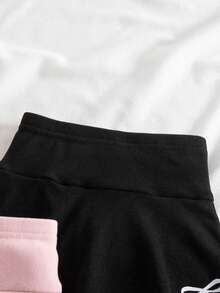 2件套可爱休闲百搭纯色针织蝴蝶结松紧腰裤 - 彩色 - 查看 5