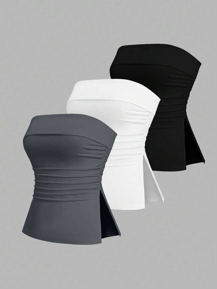 Sweetra 女式休闲百搭侧开衩吊带背心 - 彩色 - 查看 1