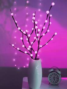 1 件 20LED 暖白色球形树枝灯、花瓶装饰灯、节日装饰、派对景观灯、LED 树枝灯、适用于卧室桌面、塑料人造树枝、电池供电（不包括 2 节 AA 电池）、适用于婚礼、订婚、情人节四季室内装饰、四季室内装饰人造树枝、桌面装饰 - 多色 - 查看 2