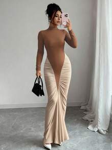 Elenzga فستان أنيق متوسط الطول من إلينزجا للنساء، ذو رقبة مرتفعة باللونين الأسود والأبيض، قصة مرمر مناسب للارتداء اليومي، المواعيد، العطلات، الزفاف، الحفلات، عيد الحب