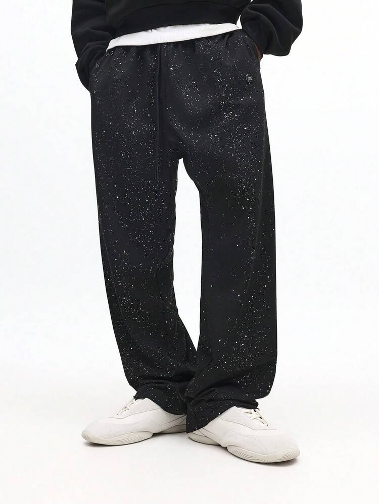 Straight Leg Sweatpants With Glitter Effect