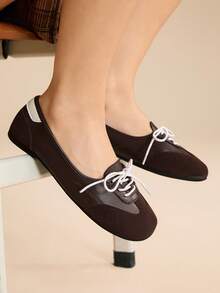 CUCCOO EASI Zapatos de mujer de punta redonda negros, estilo Mary Jane de punta dividida, estilo campus - Marrón - Ver 1