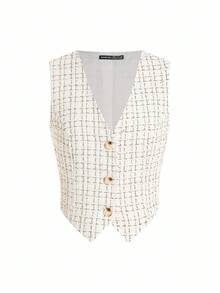 Ellevyn Bộ vest và quần kiểu Pháp thanh lịch dành cho nữ, chất liệu vải lanh, trang phục đi làm cho mùa thu - trắng - Xem 8