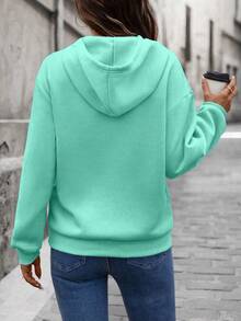 SHEIN LUNE Women's Casual Loose Sweatshirt With 3D Letter Print - Mint Green - View 2