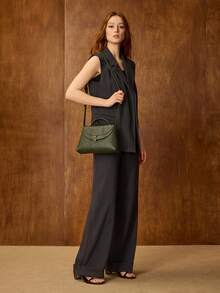 MOTF PREMIUM 纹理PU皮革手提包 - 胡桃綠 - 查看 7