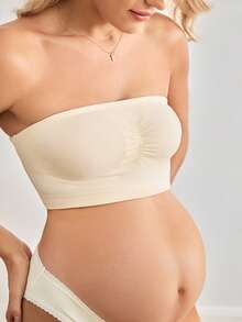BloomMama Seamless, Bandeau, Nursing, Maternity, High Elasticity, Ruched, Strapless, Minimalist Fashion, Skin-Tone, Maternity Bra, Pregnancy, Nursing Period - Beige - View 5