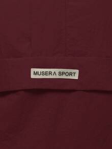 Musera Sport 尼龙半拉链口袋细节Logo连帽外套，夏季、雨天、徒步、运动休闲、节日、健身、冬季、春季、情人节适用 - 酒紅色 - 查看 6