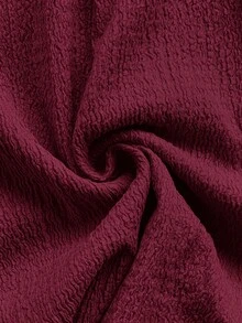 Soleia Combinaison casual à manches courtes et froncée pour femmes grandes tailles, convient pour les vacances, automne/hiver - Rouge foncé - Voir 7