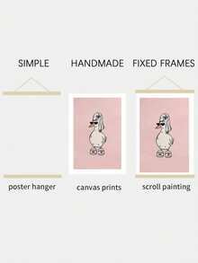 1pc Room Decor Quirky Duck In Slippers Canvas Art Print, Pink Humorous Bathroom Wall Decor, Vintage Farmhouse Style, Rustic Duck Bandana Painting, Fashionable Home Decoration, Canvas Poster For Living Room, Bedroom, Office - Multicolor - View 2