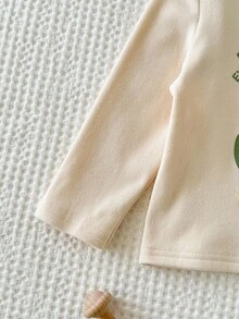 Cozy Pixies 2pcs Baby Boy Cartoon Dinosaur Contrast Color Crew Neck Long Sleeve Pullover Top And Elastic Waist Pants Set, Thermal Lined, Suitable For Winter Baby Boy Clothes Long Sleeve Neutral Baby Clothes Unisex 2026 Dinosaur Baby Boys Outfit Baby Casual Sets