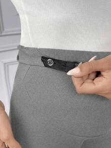 SHEIN Maternity Casual Solid Color High Waist Leggings - Grey - View 8