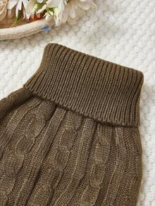 PETSIN 1 Piece Brown Short Autumn And Winter Thickened Knitted Windproof Warm Casual Pet Sweater - Coffee Brown - View 8