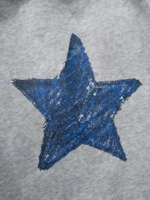 SHEIN Explorewe Conjunto de sudadera con capucha de unicolor con estampado de estrellas para niñas, otoño/invierno - Gris - Ver 12
