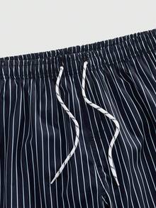ROMWE MEN Prep Men Striped Drawstring Shorts