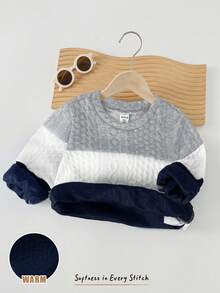 Cozy Pixies Sudadera de cuello redondo de manga larga con contraste de color para niño pequeño, ropa de otoño e invierno versátil y cómoda para niñas - Multicolor - Ver 4