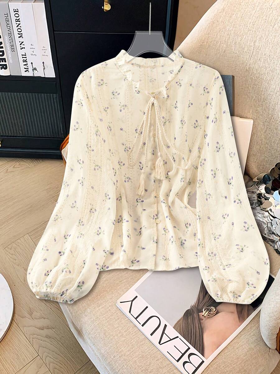 SHEIN Clasi Blusa elegante bordada para mujer de talla grande, de verano