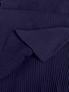 Modelyn Women's Solid Color Turtleneck Long Sleeve Fitted Elegant Knit Dress, Autumn/Winter - Navy Blue - View 7