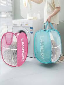 سلة غسيل قابلة للطي 1 قطعة، سلة تخزين الملابس، سلة الملابس القذرة، سلة غسيل، سلة تخزين الملابس القذرة في الحمام، سلة غسيل جديدة قابلة للطي وللفتح، سلة الملابس القذرة مع مقبض، سلة غسيل، سلة تخزين، سلة قابلة للطي - شبكة بيضاء متعددة الألوان - مشاهدة 10