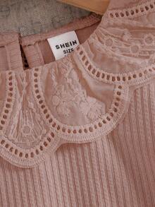 SHEIN 2pcs Baby Girl Outfit, Minimalist Design, Lapel Spring Suit, Cute 2 Pieces Set, 5-12 Months