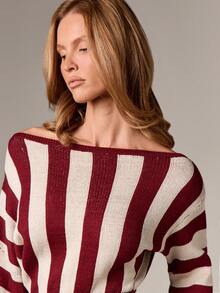 AiiRZ Suéter de tricô com ombros à mostra e detalhe de cinto para looks casuais de outono e inverno