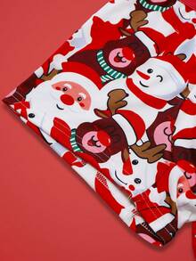 Teen Boy Cute Santa Claus Print Underwear, Soft Fabric Skin-Friendly, Holiday Gift, For Christmas