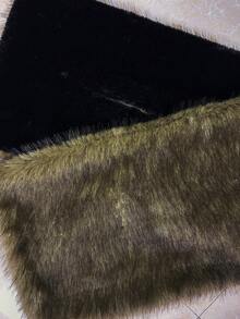 Zolique 女士纯色 Toca 人造毛皮披肩，冬季，派对大红色毛皮披肩，适合节日派对服装 - 軍綠色 - 查看 7