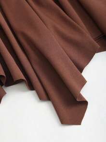Sweetra Plus Size Women Asymmetrical Hem Cinched Waist Elegant Casual Minimalist A-Line Skirt, Autumn/Winter Fall - Brown - View 4
