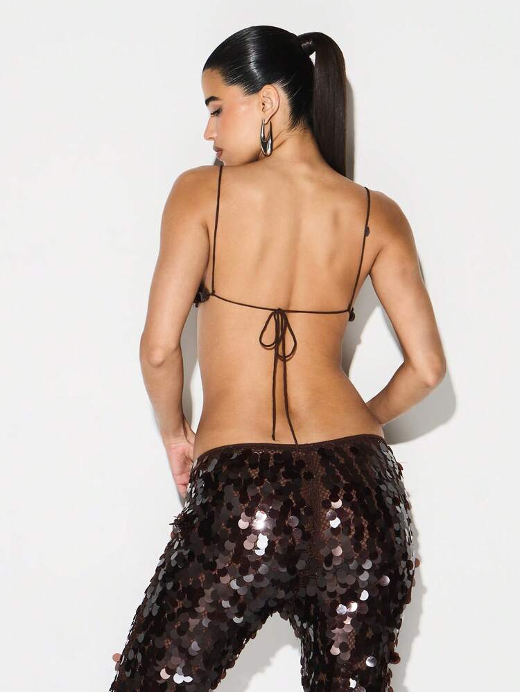 KIZN Sequin Triangle Bralette With Adjustable Straps