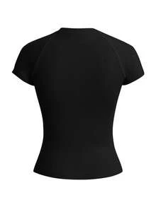 Gameset SHEIN Sport 女士纯色圆领插肩短袖无缝运动T恤3件装紧身上衣 - 彩色 - 查看 6