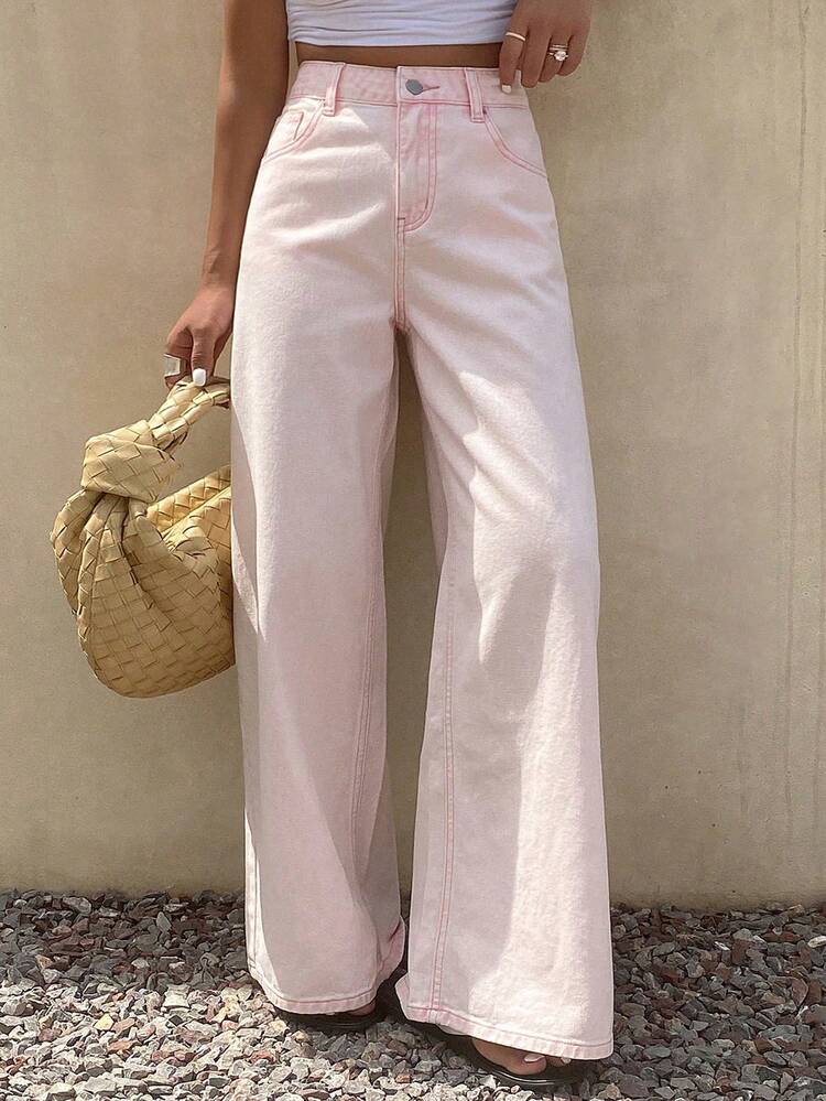 Teen Girl Loose Wide Leg Casual Jeans, Sweet Style Student, Autumn