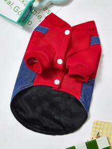 PETSIN Colete de desenho animado fofo para animais de estimação – Casaco quente de outono/inverno para cães, gatos e outros animais de pequeno porte | Estampa de animal adorável para o Natal e Halloween - Vermelho - Ver 2