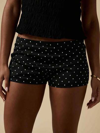 MISSGUIDED Damen Polka Dot Hot Pants Sommer Lässig Mini Shorts Festival Strandmode