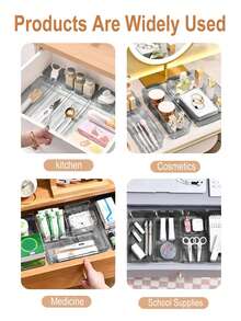 SHEIN Drawer Desktop Cosmetics Storage Box, 2PCS/6PCS Combination Clear Plastic Drawer Organizer Set,Transparent Dresser Storage Box, Exquisite Storage Box,Desk Drawer Divider Organizers And Storage Bins For Makeup, Jewelry, Gadgets For Kitchen, Bedroom, Bathroom, Office Christmas For Holiday Gift Giving