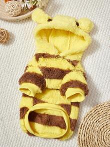 PETSIN 秋冬款天鹅绒背心和连帽衫，适合猫狗 - 保暖宠物服装，牵引扣设计，泰迪熊和小动物休闲装，室内外均可使用，幼犬用品 - 黃色 - 查看 2