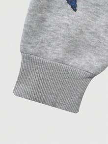 SHEIN Explorewe Conjunto de sudadera con capucha de unicolor con estampado de estrellas para niñas, otoño/invierno - Gris - Ver 9