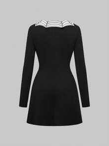 ROMWE Goth Váy ngắn chữ A thêu họa tiết mạng nhện và đầu lâu - màu đen - Xem 2