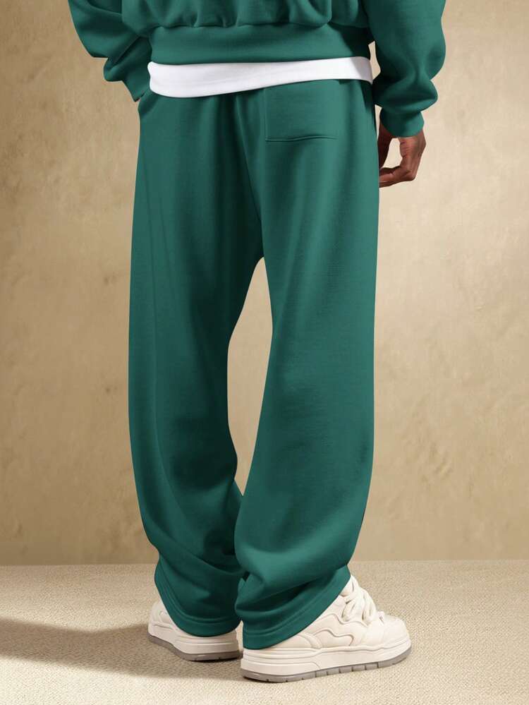 Straight Fit Drop Crotch Joggers With Drawstring