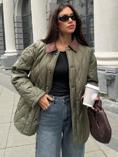 Aloruh 女式撞色混纺夹棉大衣