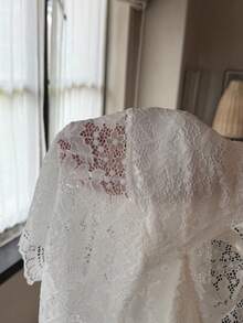 K-Vae 女士蕾丝拼接贝壳边休闲长袖衬衫，日常穿着 - 白色 - 查看 8