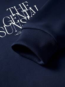 JNSQ 2pcs/Set Tween Boy Back To School Outfit, Casual Loose Fit Crew Neck Graphic Print Long Sleeve Sweatshirt Top And Relaxed Straight Leg Sweatpants Bottoms, Suitable For Autumn, Winter Daily Wear, Outdoor Activities, Vacation - Blue - View 5